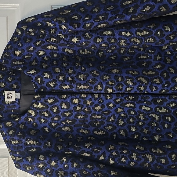 Anne Klein Vintage Long Sleeve  Animal Print Metallic Open Jacket XL - Picture 3 of 15